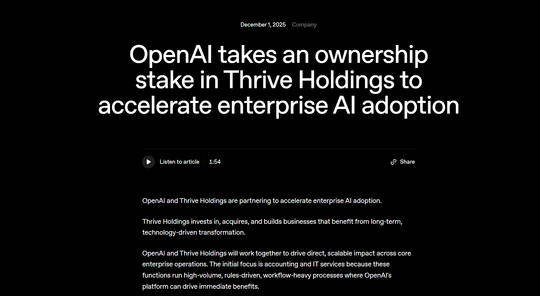 AI“循环交易”新玩法：OpenAI入局私募赛道 亲自下场推动企业用AI